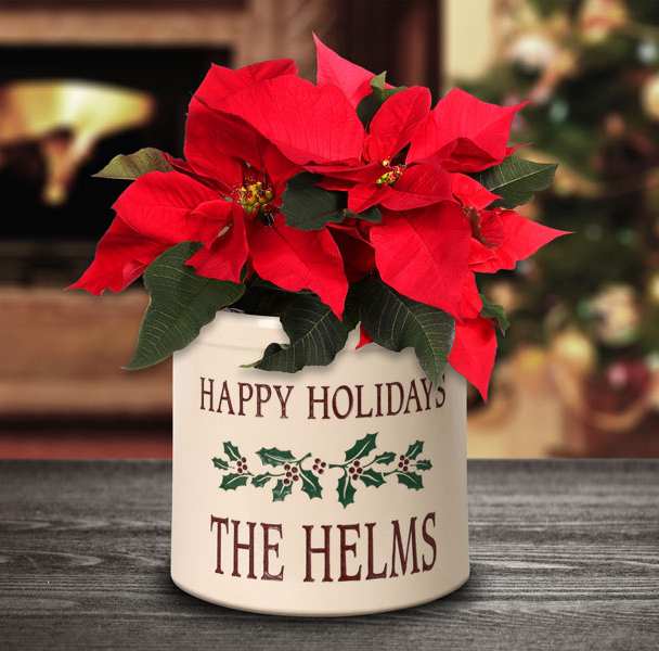 Holiday Holly Personalized Stoneware Crock